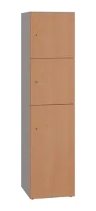 DOMINIT 432 úložná skříň 3-boxová, 1817x450x400 mm, korpus šedý, dvířka buk royal